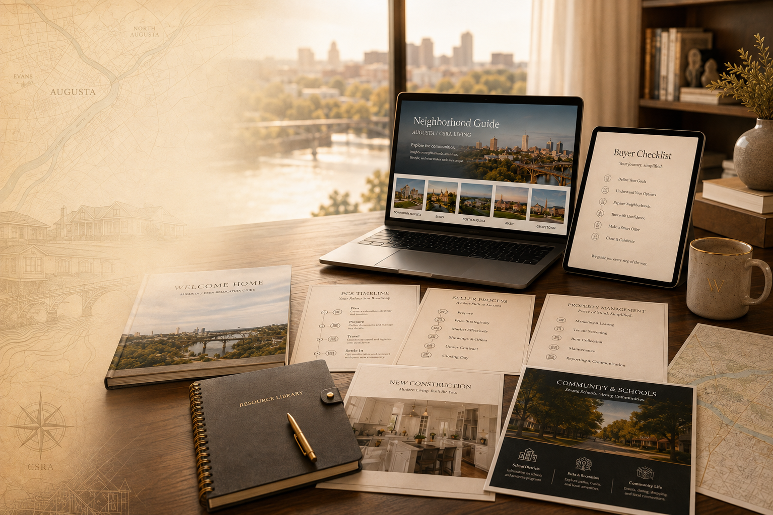 Organized Augusta and CSRA real estate resource library with neighborhood, buying, selling, relocation, and property management guides